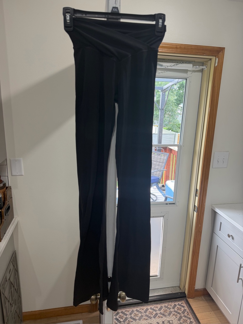 aerie Black Fold-Over Waist Flare Pants